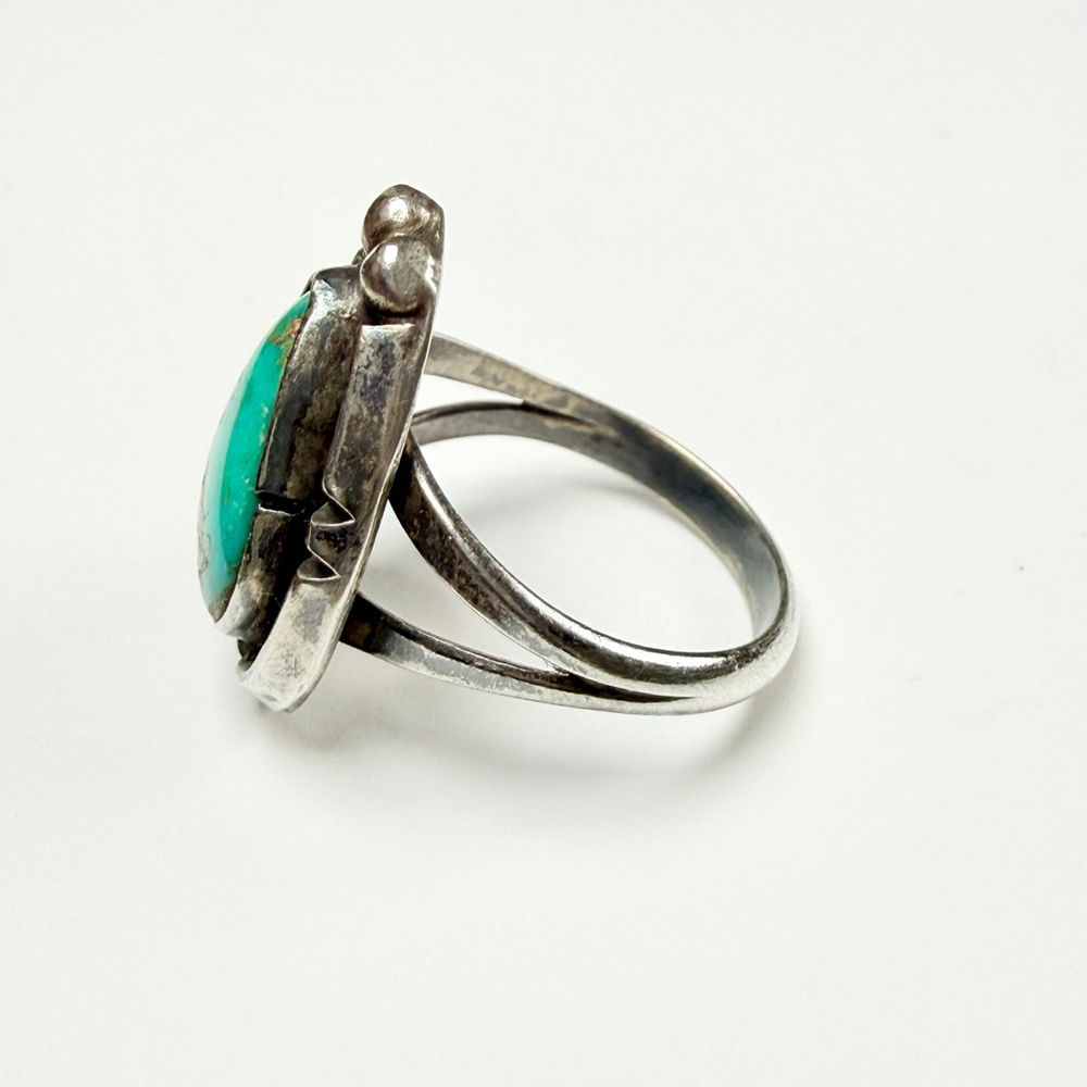 Native American Southwestern Old Pawn Turquoise Sterling Silver Vintage Ring - Picture 8 of 10